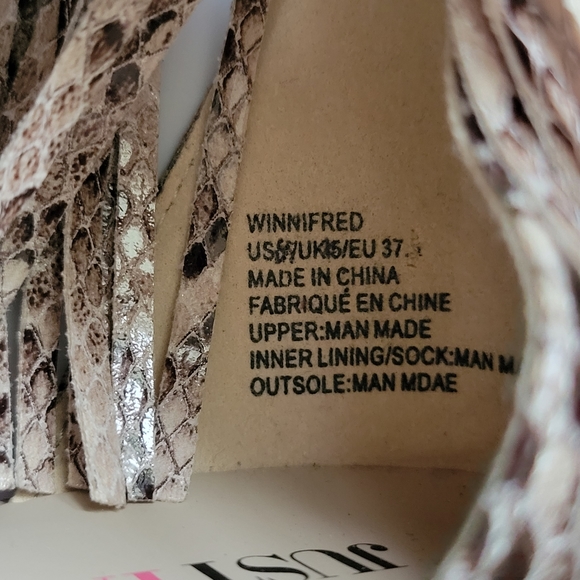 JustFab Winnifred reptile fringe sandals size 6½ - Picture 10 of 10